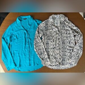 🎉HP🎉 Express SET Snakeskin & Teal/Turquoise Portofino Blouse Adjustable sleeve